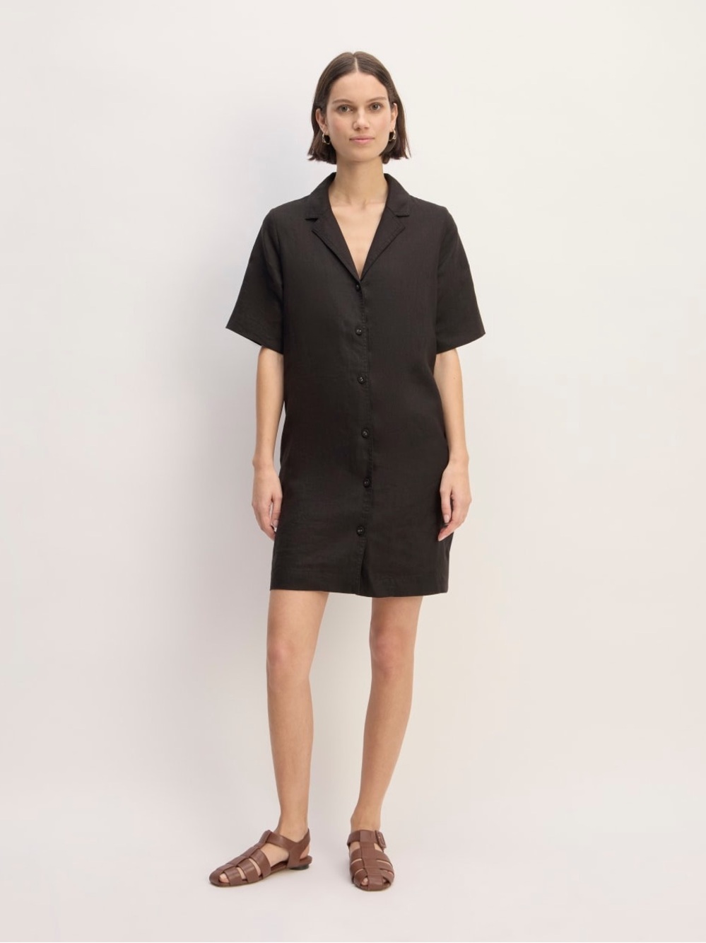 Everlane black linen shirt dress in size Medium